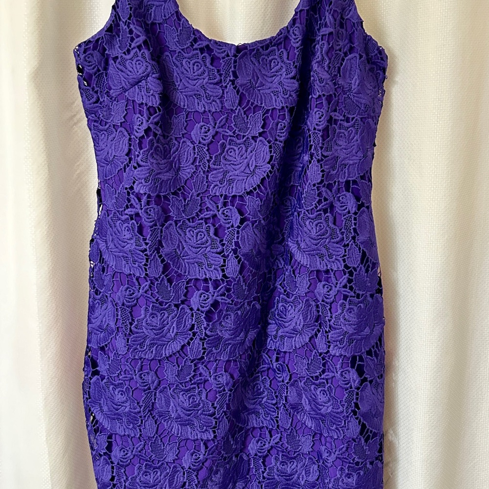 NWOT ! Ralph Lauren Purple Floral Lace Back Zip Lined - Picture 3 of 9
